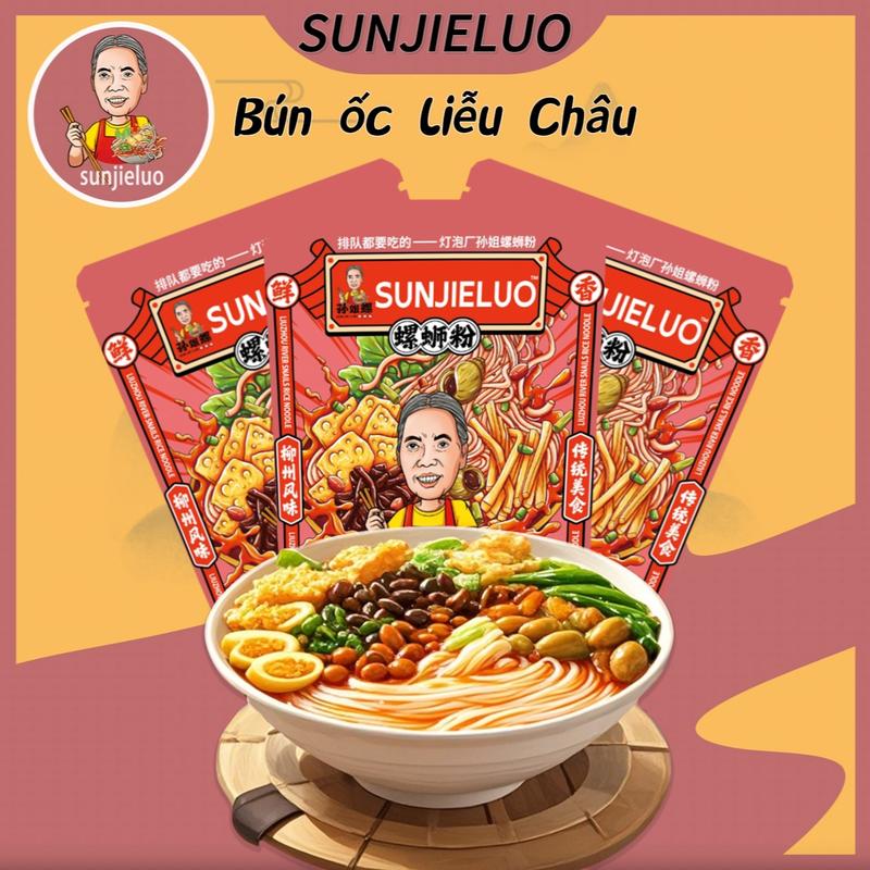 SUNJIELUO Bún Ốc Cay Chuẩn Vị Liễu Châu 320g 7 Gói Gia Vị Đầy Đủ Siêu Ngon
