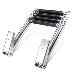 ABLN-Marine Ladder In Stainless Steel Featuring Folding And Telescoping Design, Boat Accessories,4 Step