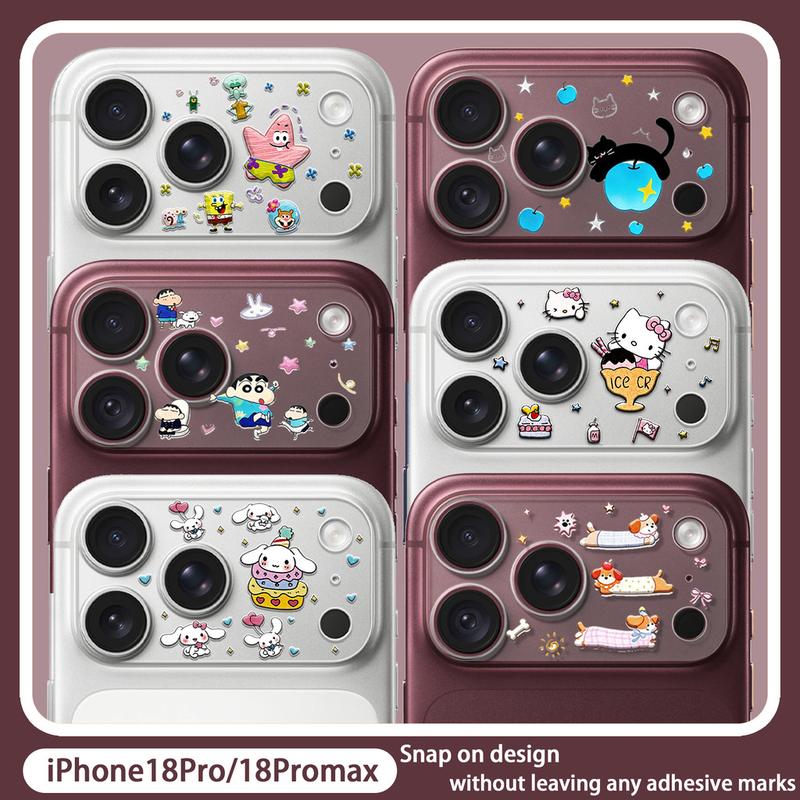 (Không để lại vết) Màng Bảo Vệ Ống Kính gắn nhanh, phù hợp với ống kính của Iphone 17 Pro Max và Iphone 18 Pro; màng bảo vệ ống kính cho điện thoại di động, loại toàn diện, phù hợp với họa tiết hoạt hình; 18 Promax