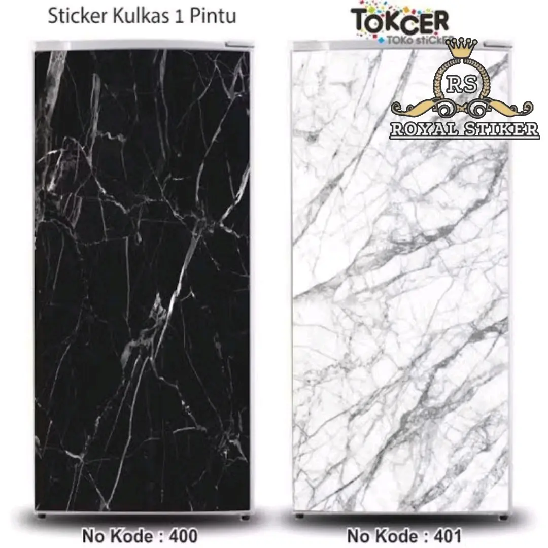 Stiker Kulkas 1 Pintu Motif Kitchen / Stiker Kulkas 2 Pintu Motif Marmer Premium Lebar120cm Wallpaper Sticker Kulkas