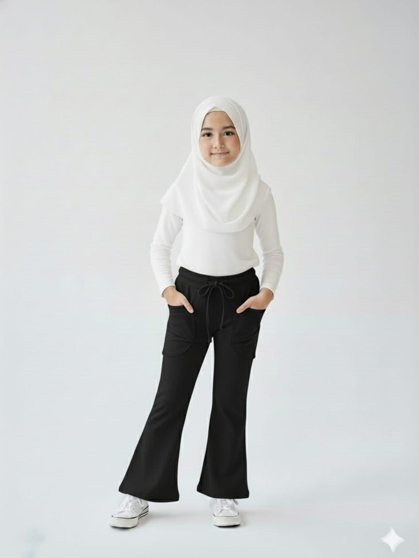 Celana Cutbray Anak Perempuan Pocket Depan Usia 8 Sampai 12 Tahun