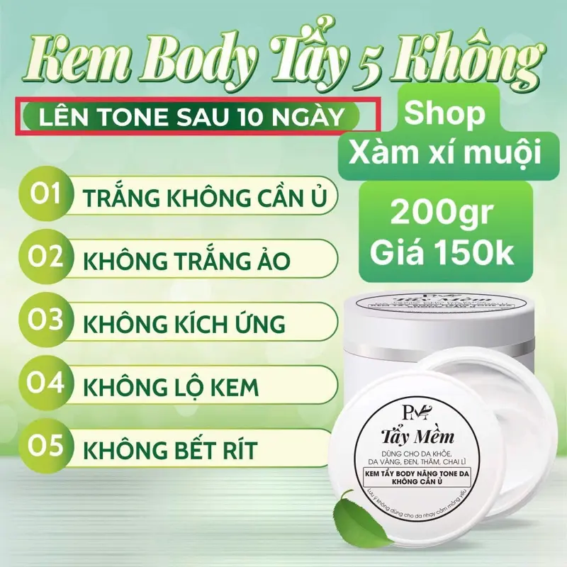 200gr TẨY MỀM mạnh cho da khỏe -  - không cần ủ -không lộ kem - không hết rít -t