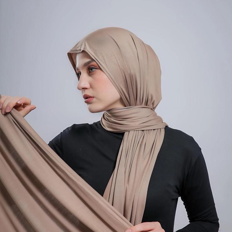 RAJA BERGO-PASHMINA KAOS/PASHMINA KAOS RAYON SUPER/PHASMINA OMAN(TURKEY SHAWL) Kerudung Muslim Panjang Jilbab Hitam Basic 1