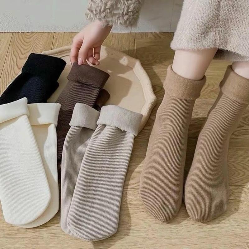  Set 10 đôi tất cổ cao lót lông lót nỉ dày dặn cotton giữ nhiệt mùa đông dành cho nữ mẫu mới Women Voi Nhung 