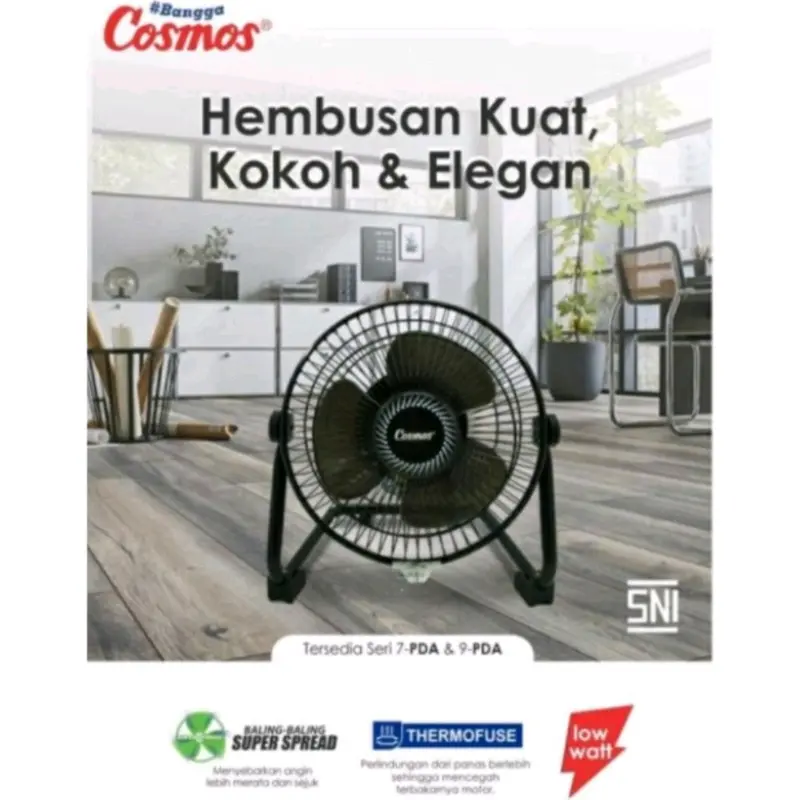 Kipas angin cosmos 9pda industrial deks fan  besi 9in 35w baling plastik 3