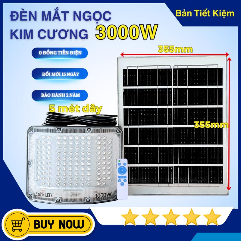 BẢN TIẾT KIỆM Đèn Mắt Ngọc Kim Cương Thấu Kính năng lượng mặt trời loại xịn 3000W 116 mắt LED ngọc thế hệ mới led 5730 chống nước IP69 Sáng xuyên đêm 10-12 tiếng tấm pin to