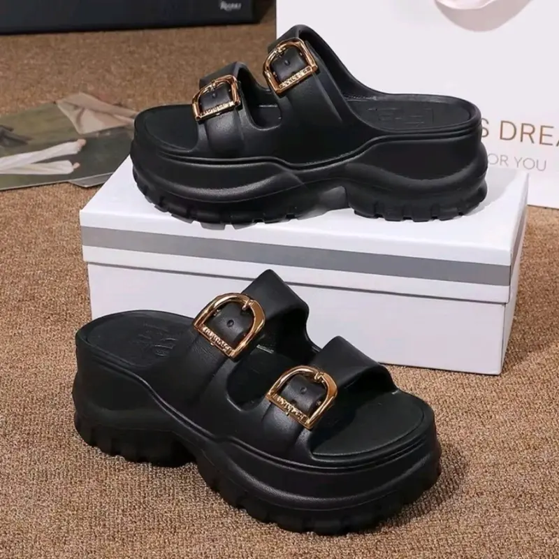 Sandal Selop Jelly Wanita Kekinian Korea Premium,Sandal Tebal Slip on 0
