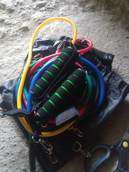 Product Review of Speeds Resistance Bands 11 in 1 Set Alat Olahraga Outdoor Pembantu Fitness Gym Tali Chess Resistance Bisa Untuk Melatih Tendangan Keras 024-17 from I**😾 0