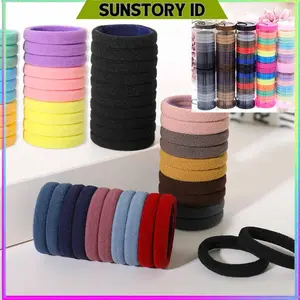 COD - 12PCS - KARET IKAT RAMBUT DONAT POLOS ANTI MELAR ELASTIS / KUNCIR DONAT / IKAT RAMBUT DONAT