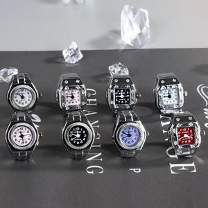 Jam Tangan Jari, Barang Kemas Kami, Untuk Lelaki dan Wanita, Jalur Meregangkan, Dail Bulat Elastik, Jam Tangan Cincin Kuarza Ringkas jam  couple  set Watches