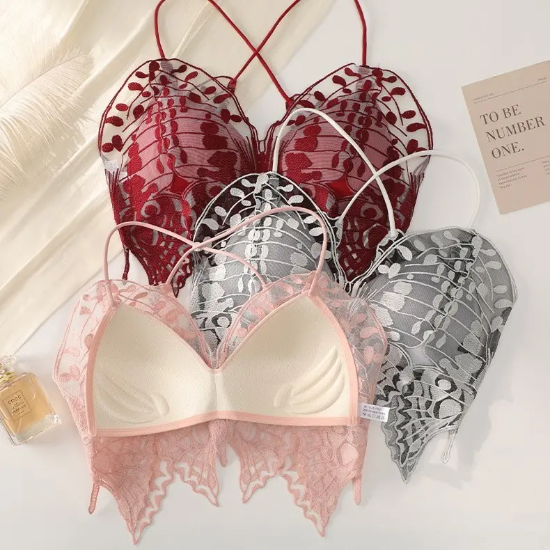 Bra Brukat Wanita Fashion Tanpa Kawat Motif Kupu-Kupu Bra Import Premium 1139 7