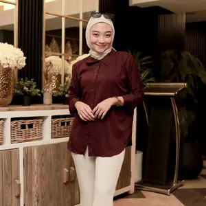 Arizka kemeja Polos Basic Atasan wanita Rayon Twill Premium Lengan panjang | kemeja Formal Kerja Nyaman Oversize