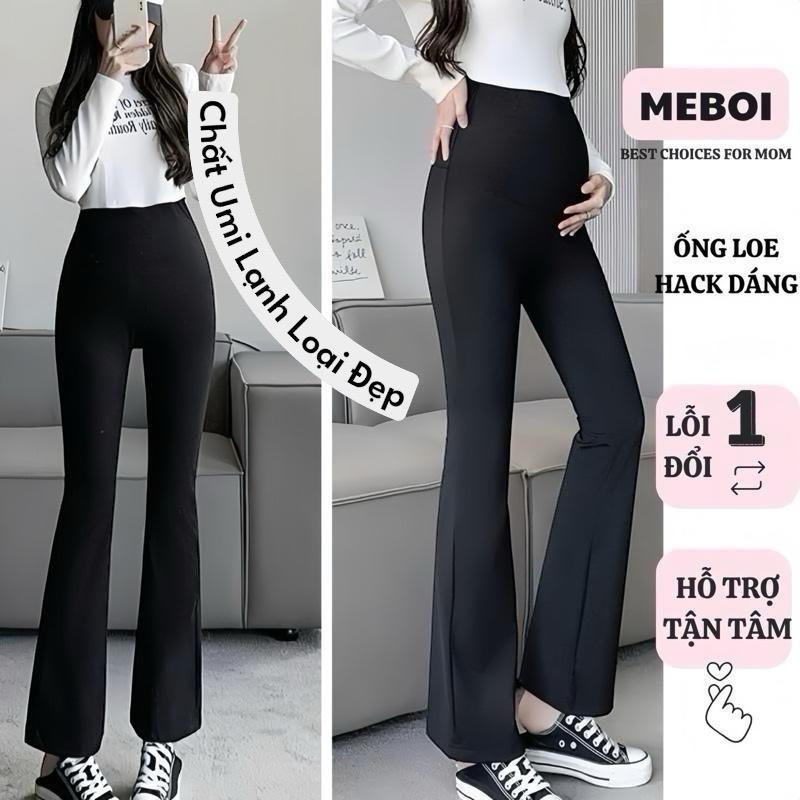 Quần Bầu ống loe vải Umi Lạnh dày dặn co giãn 4 chiều mặc siêu mát mặc cả 4 mùa-96~98cm U2