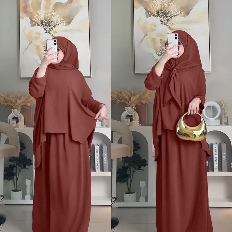 Rubaba Cey Cotton | Casual Skirt Set 3 in 1 with Free Tudung - TikTok ...