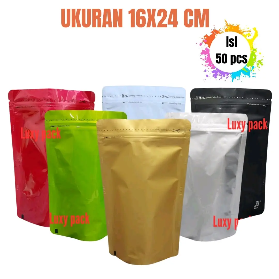 kemasan standing pouch 16x24 cm warna warni kpack (50)(SP)