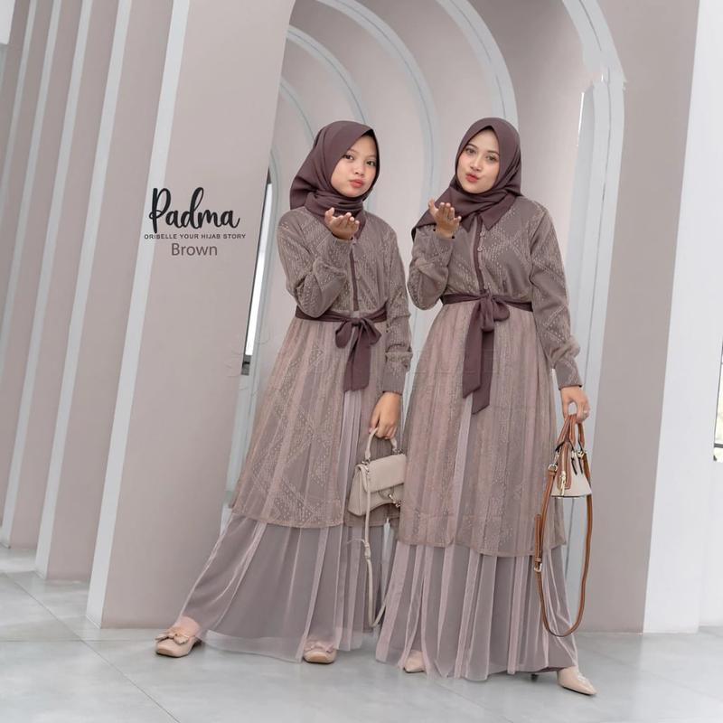 Gamis Muslim Anak Perempuan Usia 6 7 8 9 10 11 12 13 Tahun Padma Syari Kids Bahan cringkel Brukat 7