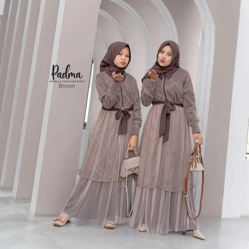 Gamis Muslim Anak Perempuan Usia 6 7 8 9 10 11 12 13 Tahun Padma Syari Kids Bahan cringkel Brukat 6