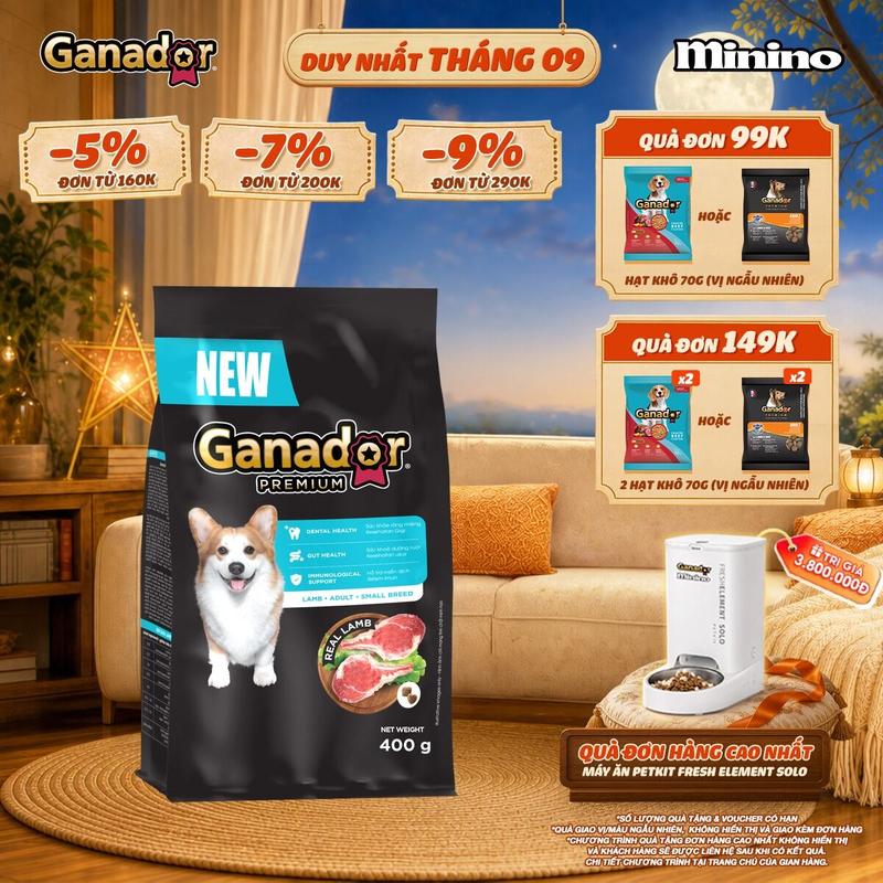 Thức ăn hạt Ganador Premium cho chó trưởng thành giống nhỏ vị Cừu 400g