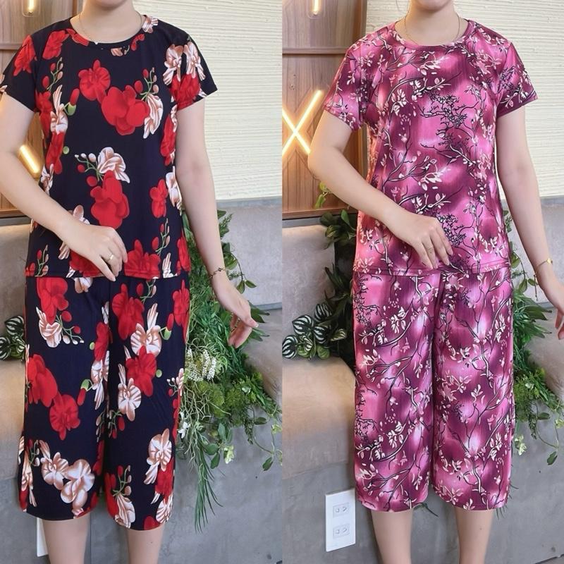 Bộ Đồ Trung Niên Cho Mẹ Và Bà , Chất Liệu Thun Tăm Mịn Mát , Quần Lửng Tay Ngắn Nữ Top dobomac nhadep set luan Women Áo Ong