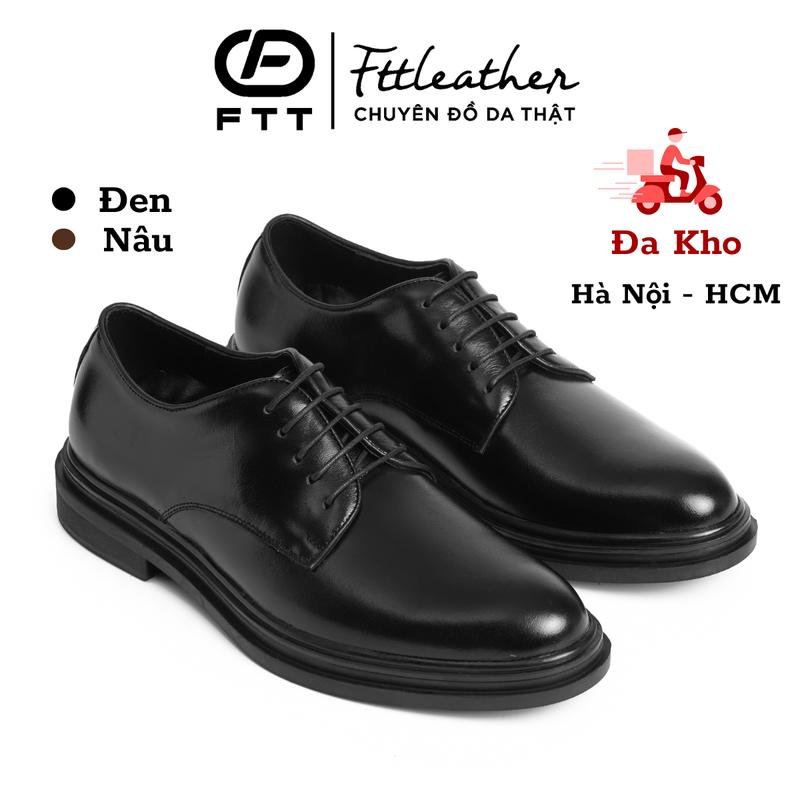 Giày derby nam cao cấp tăng chiều cao Giày da nam tăng chiều cao buộc dây Fttleather - mã F030140 Hoa Nhung Shoes
