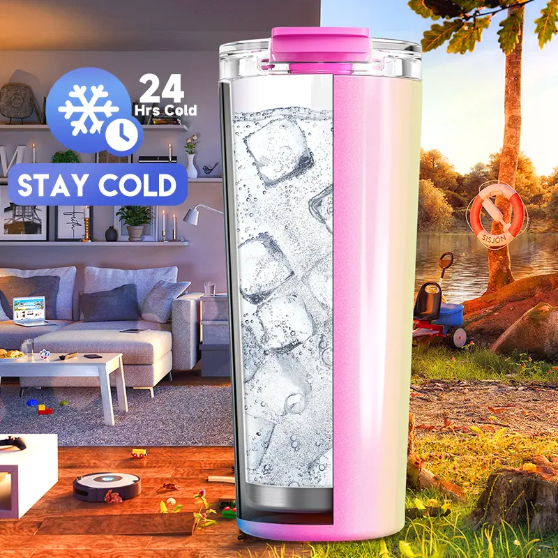【 Meoky Tumbler 】 24 Oz Car Water Bottle, Cute Water Bottle, Tumbler, Made Of Food Grade Stainless Steel Material, Non-Slip Bottom, Two Drinking Design Coffee Cups, Can Keep Warm For 8 Hours Or Cool For 24 Hours, Holiday Gift （Father's Day） 8