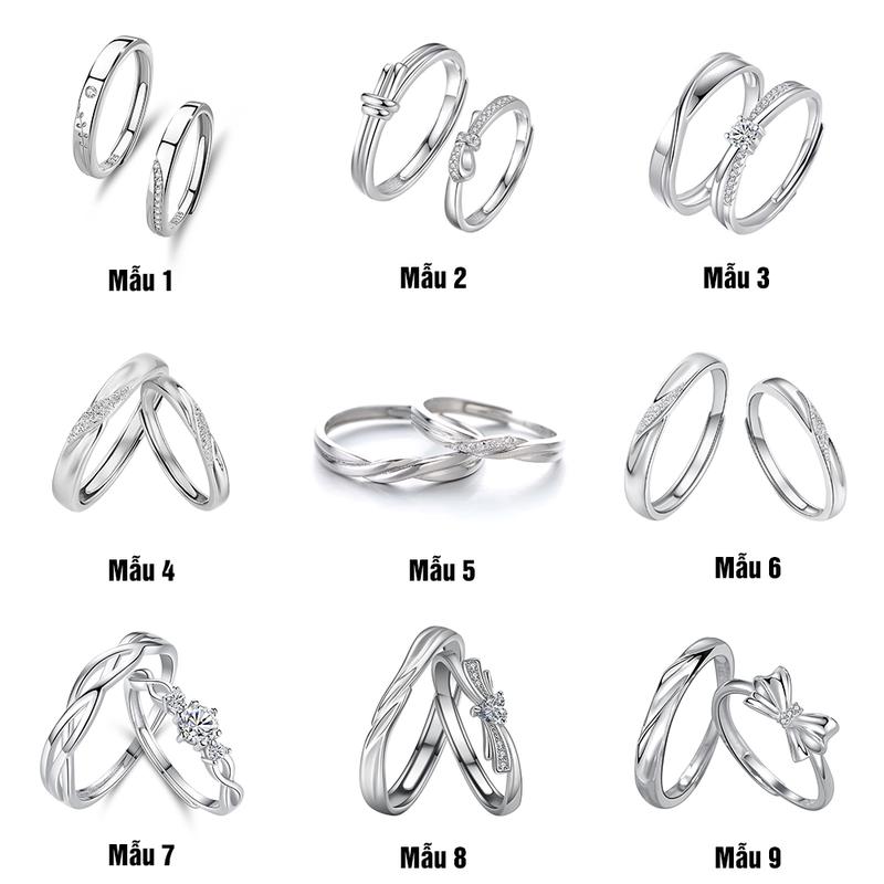 Nhẫn đôi với người yêu bạc chính hãng Điều Chỉnh Size Nhẫn Đôi Bạc Quà Tặng Bạn Gái - THND Bảo Ngọc Jewelry THM