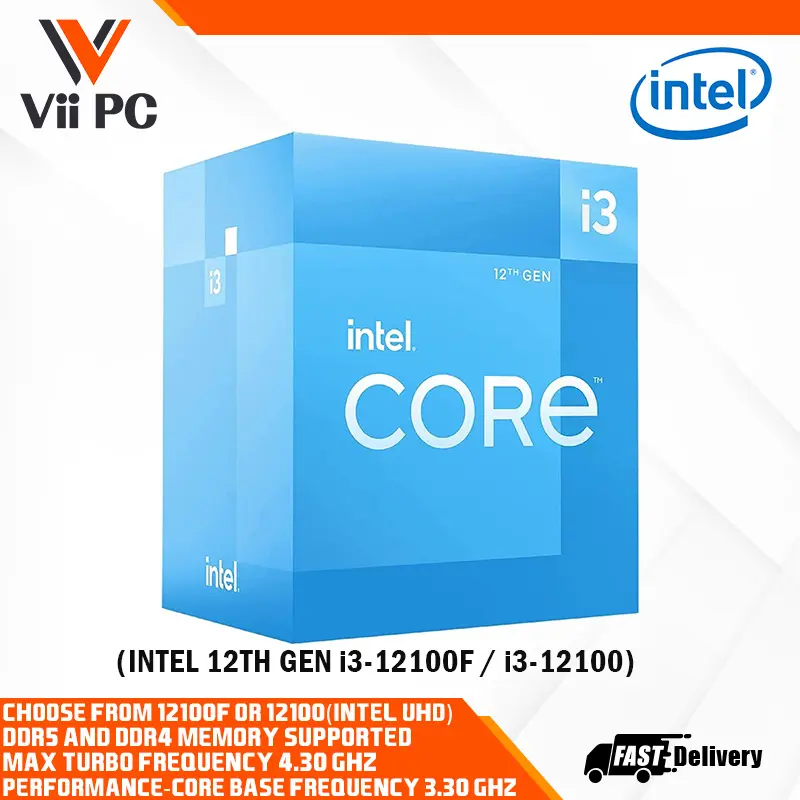 [LOCAL STOCK] INTEL i3-12100F, i3-12100 with Intel UHD Graphics 730, LGA1700 Socket supported, 12 Gen Desktop Processor