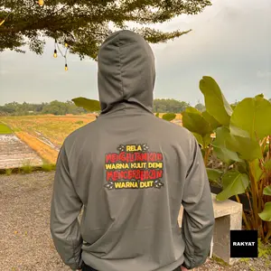 RAKYAT Kaos Basahan Kerja Berkerudung Bersablon DTF - Rela Menghitamkan Warna... - Abu Tua