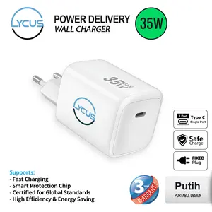 Lycus Power Delivery Fast Charger Adapter 35W Port USB Tipe-C - Putih