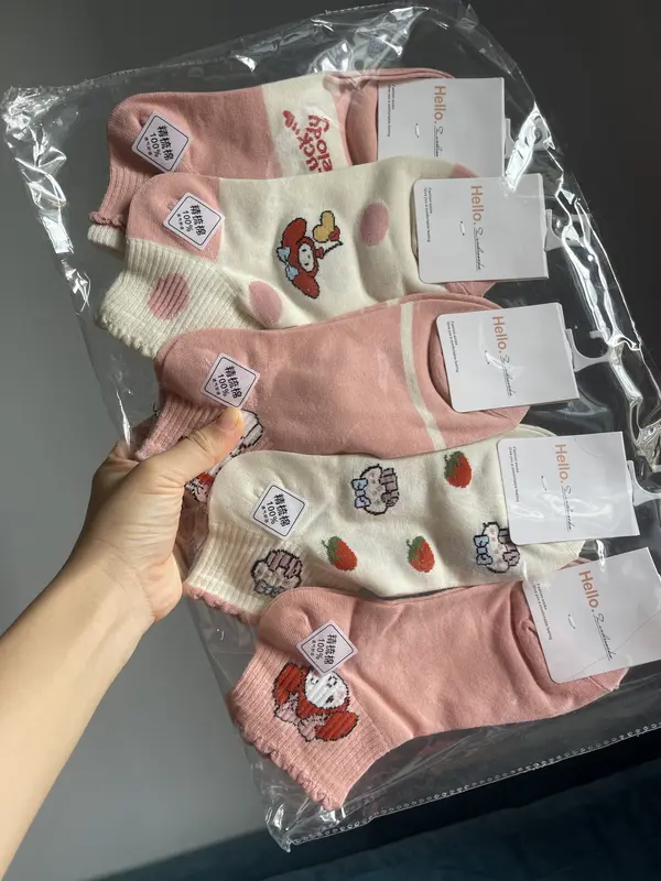 [MUA 2 TẶNG 2] MS07_set 5 đôi tất ngắn hoạ tiết gấu dễ thương 4