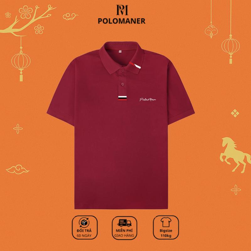 Áo Thun Polo Nam Nữ Poloman 14 Chất Liệu CVC Cá Sấu Cao Cấp Tay Ngắn Phong Cách Trẻ Trung Dể Mặc Đồ Có Bigsize 110Kg Nhiều Màu - Poloman 14