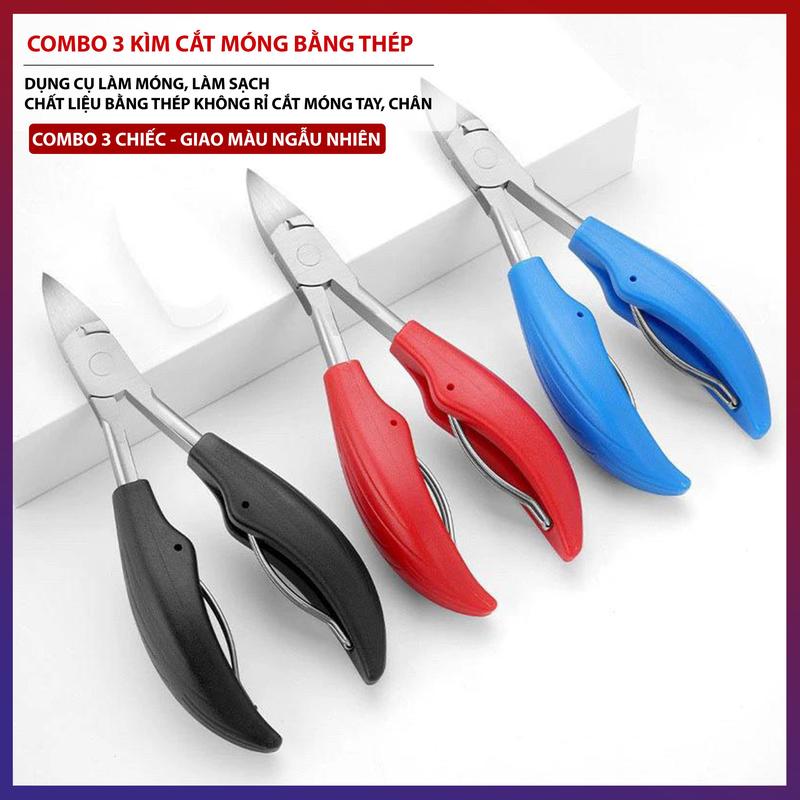 Combo 3 Kìm Cắt Móng Bằng Thép Không Rỉ Dụng Cụ Làm Móng Chân Móng Tay Kìm Mũi Đại Bàng Làm Nail