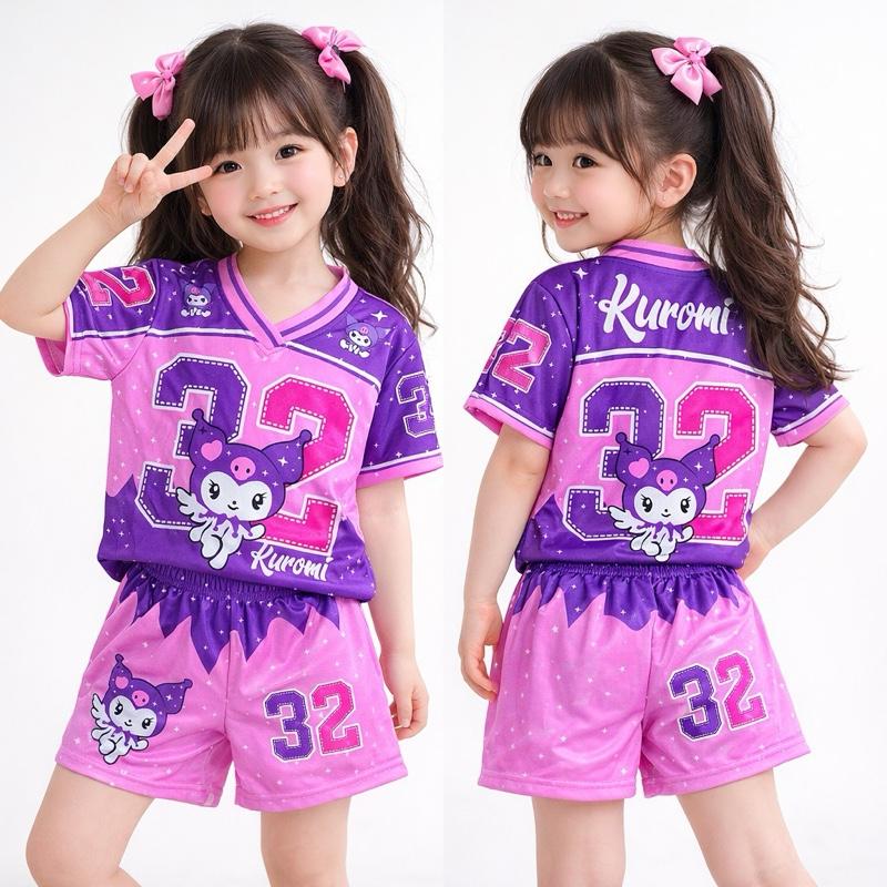 Setelan Jersey celana pendek perempuan kuromi 32 buat anak 2-8 tahun