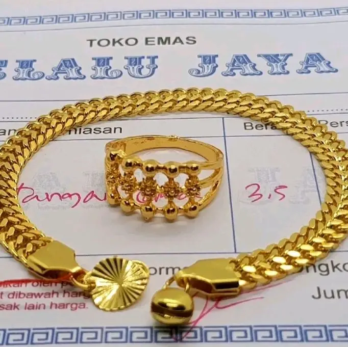 Lagi trendi.... gelang tikar pre cincin,gelang tangan wanita dewasa gelang tangan E mas 3,5gr aman untuk sehari hari