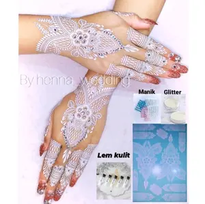 Henna instan free LEM MANIK GLITTER 1 lembar untuk kanan kiri henna tempel henna tatto henna stiker Nail Art| tatto temporary Henna instan free LEM MANIK GLITTER 1 lembar untuk kanan kiri henna tempel henna tatto henna stiker Nail Art| tatto temporary