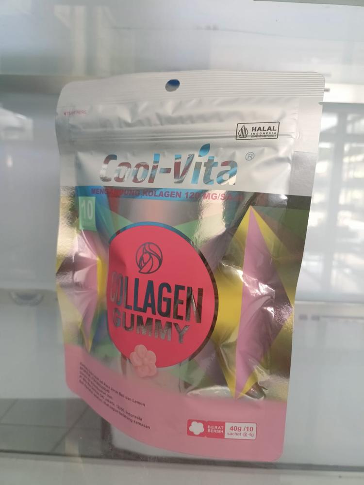 Cool-Vita Collagen Gummy 40 gram - Suplemen Kecantikan dengan 120 mg Kolagen Peptida & Antioksidan BHA untuk Kulit Cerah Kenyal & Elastis BPOM Certified Halal