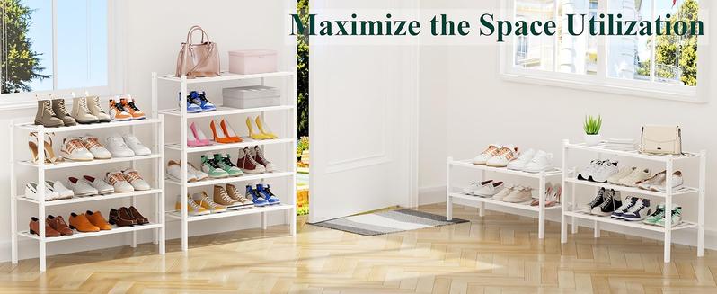 Product Introduction of Shoe Rack, 2/3/4/5/6 Tier Bamboo Shoe Organizer, Stackable Free Standing Wooden Shoe Storage Shelf for Closet, Entryway, Front Door Entrance 0