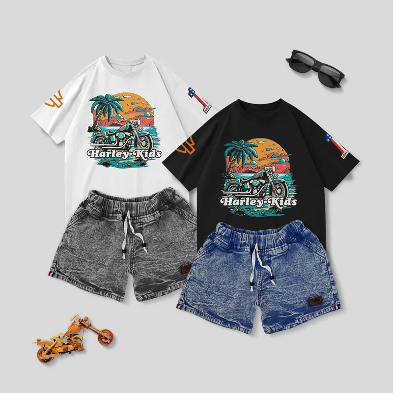 Setelan Anak Kaos Celana Jeans Usia 1-8 Tahun Laki-Laki Dan Perempuan Bahan Cotton Combet 30s 0