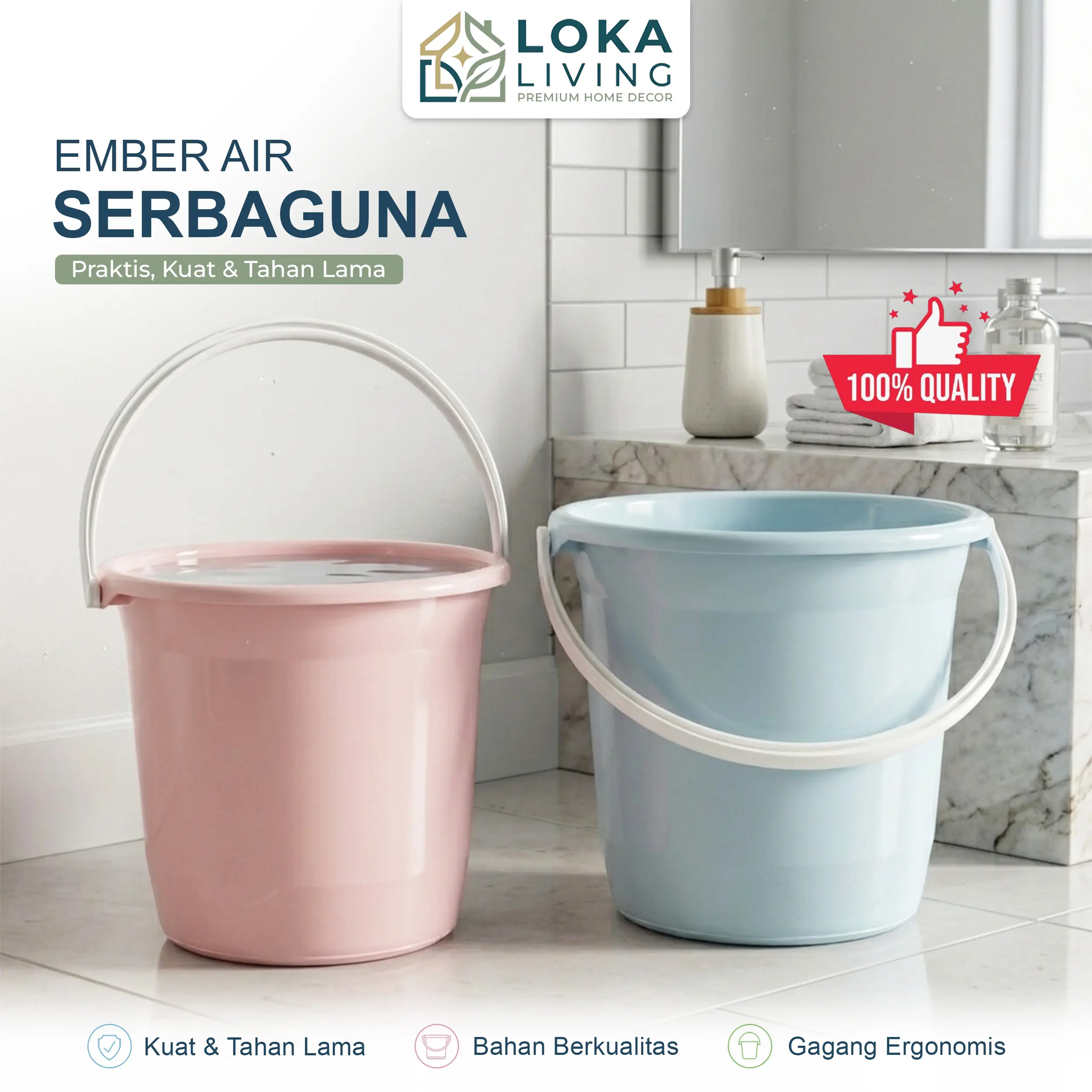 Ember Plastik Tebal Dengan Warna Pastel - Ember Plastik Ember Air Ukuran 16L-23L