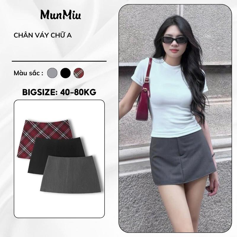 Chân váy nữ MunMiu váy ngắn chữ A cạp trễ vải tuypsi đứng form tôn dáng trẻ…