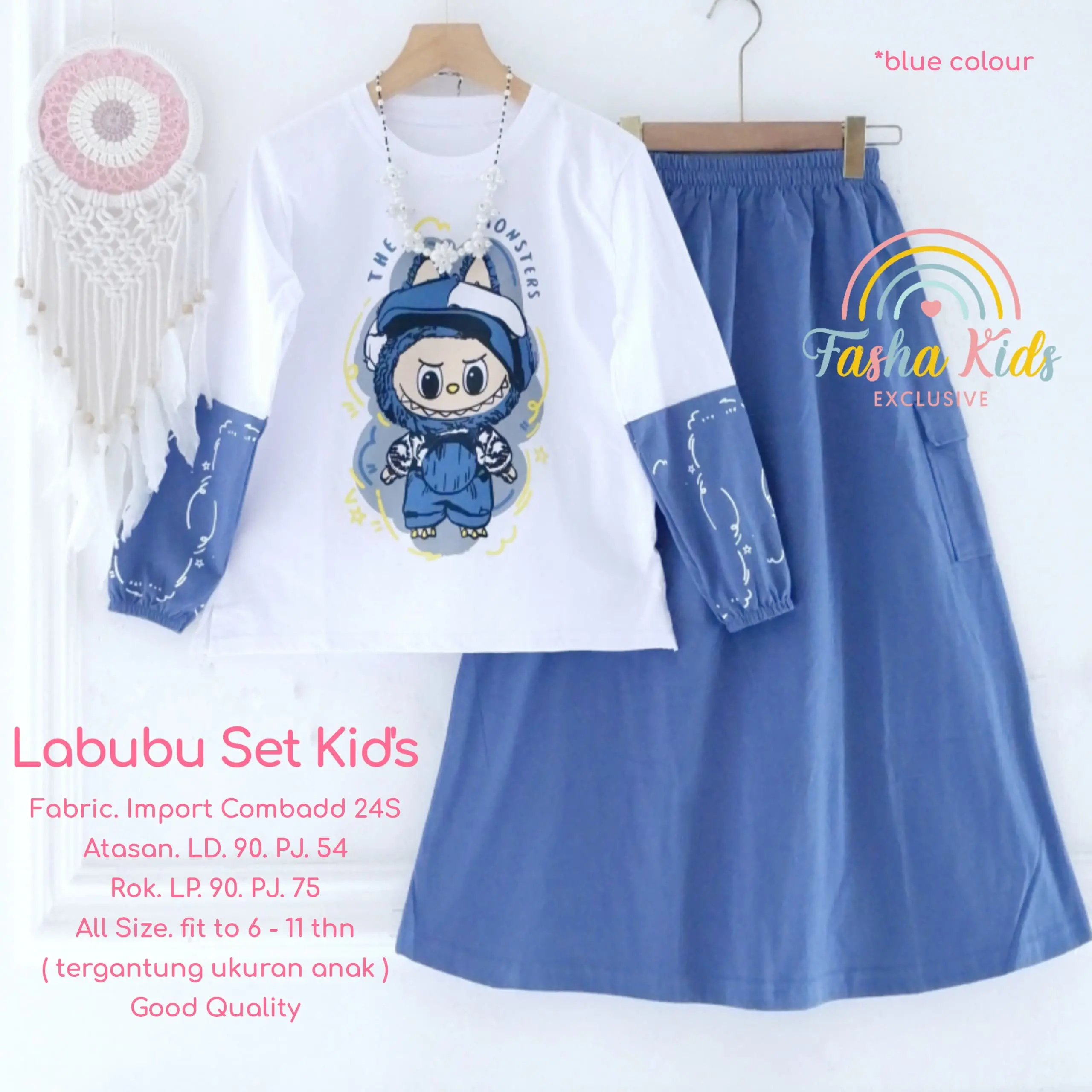 Shopakids Laaaabubu Set Kids Vol 1 Vol 2 Setelan Kaos & Rok Anak Perempuan terbaru Viral