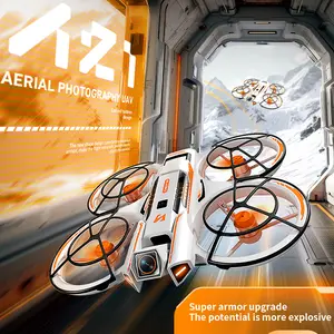 Drone RC A21 Pro Brushless, Quadcopter FPV Kamera Ganda 4K, Lensa yang Dapat Disesuaikan 180°, Posisi Aliran Optik, Kontrol Jarak Jauh 2.4G, Trik Gulungan 360°, Penerbangan Lintasan Cerdas, Mode Headless, Bingkai Pelindung Penuh
