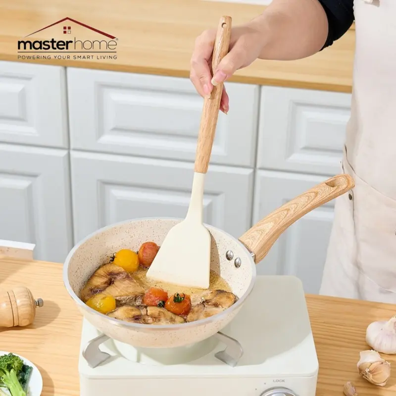Masterhome Spatula Silikon Tahan Panas Tebal | Sutil Silikon Gagang Kayu | Silicone Utensil Premium | Sodet Silikon 1