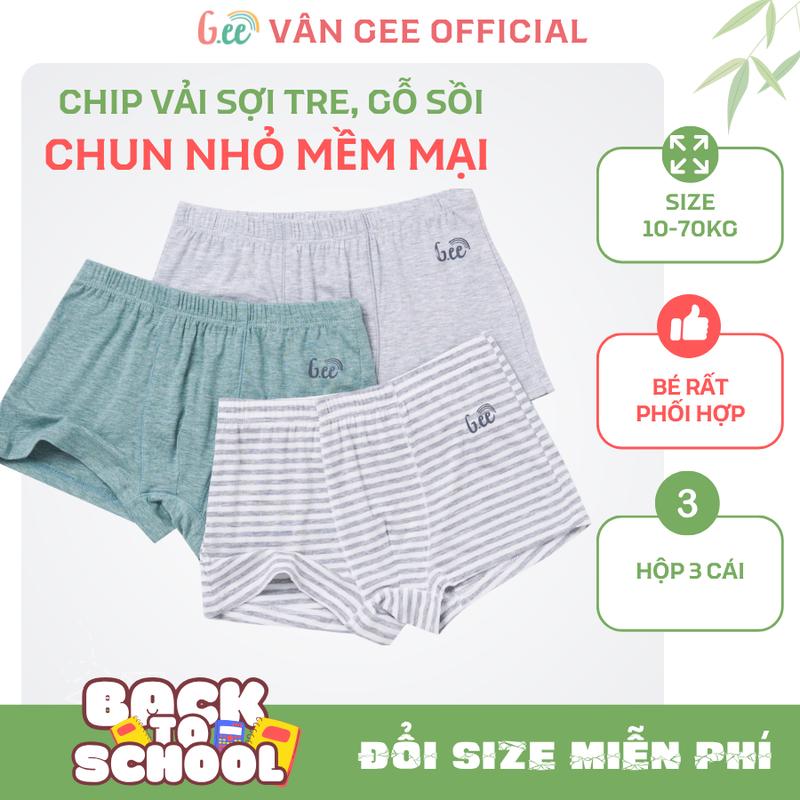Quần chip bé trai, quần lót, set 3 quần sịp bé trai gỗ sồi, sợi tre mềm mại co dãn bé mặc thoải mái cả ngày