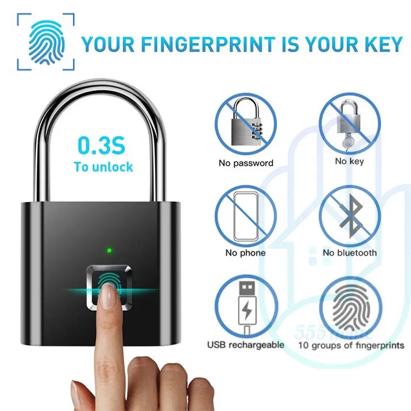 [SG] Travel Fingerprint Lock /USB Rechargeable Padlock /Waterproof /Anti-theft Luggage /BTO Home Office