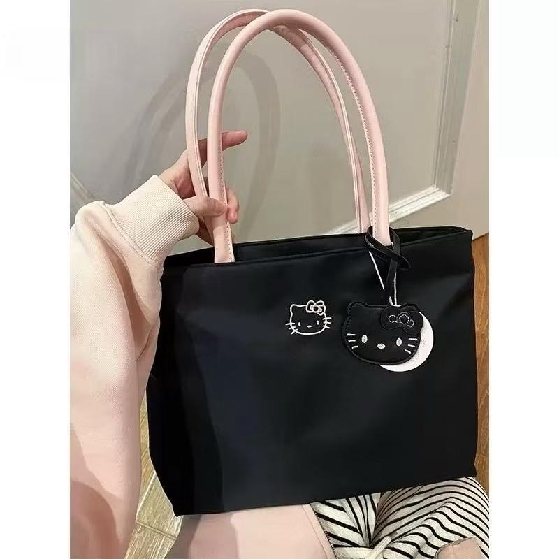 Túi Đeo Vai Túi Tote Màu Đen Hello Kitty Dung Tích Lớn Đựng Latop,Sách Vở,Phụ Kiện Cho Học Sinh,Sinh Viên.Túi Đi Biển,Đi Chơi Phong Cách Thời Trang Mới