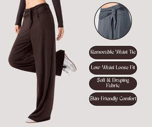 Women’s Wide-Leg Pants – Detachable Waist Tie, Breathable Draped Straight-Leg Slim Fit[YA95]