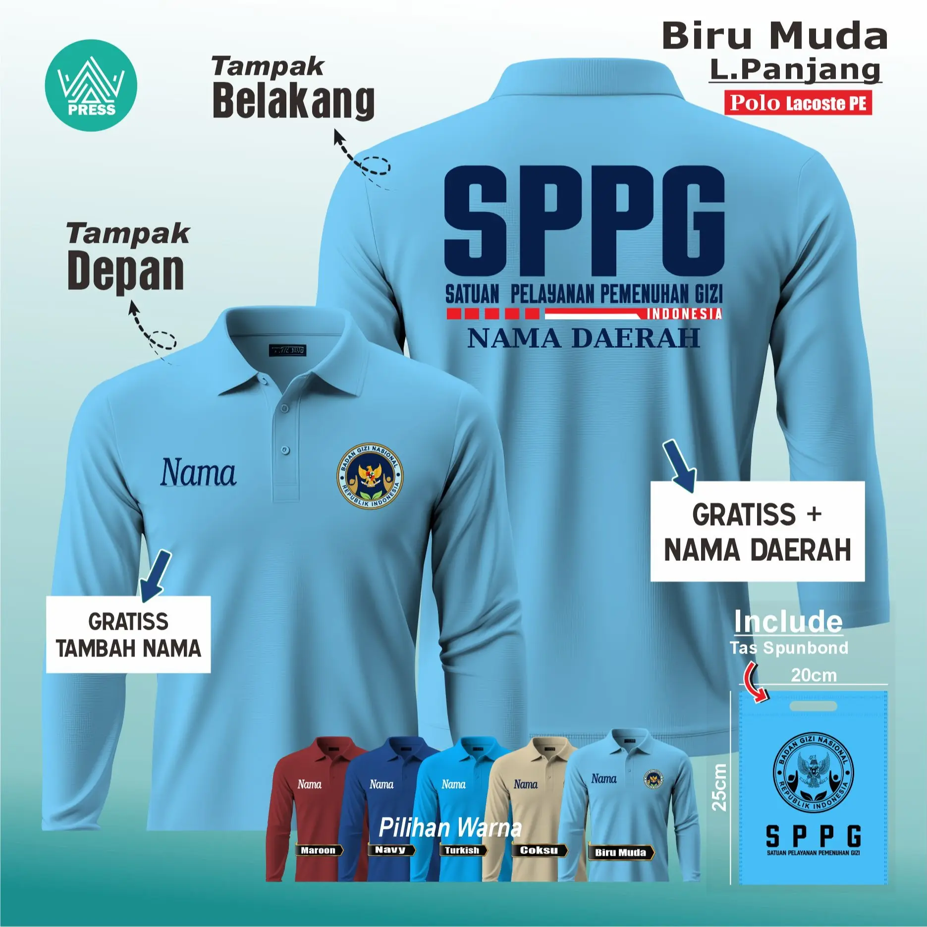Biru Muda + Tas