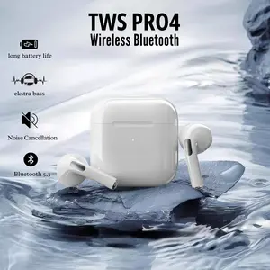 Headset Pro4 TWS Headset Bluetooth Cerdas  dengan Mikrofon Stereo Headset Bass Tinggi untuk semua Ponsel / Komputer Ringan headseat