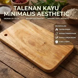 Talenan Kayu Tanpa Sambungan 25x15cm Minimalis Aesthetic untuk Dapur Anda - Handmade Kitchenware